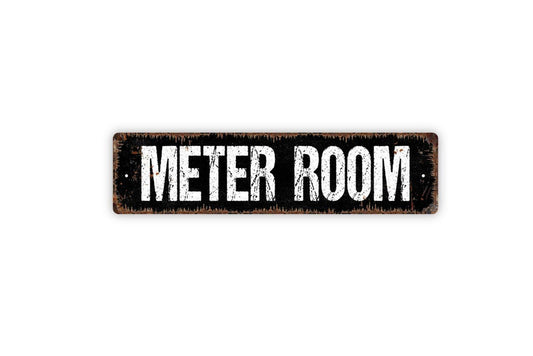 Meter Room Sign - Electric Panel Room Electricity Utilities Danger Warning High Voltage Rustic Street Metal Sign or Door Name Plate Plaque