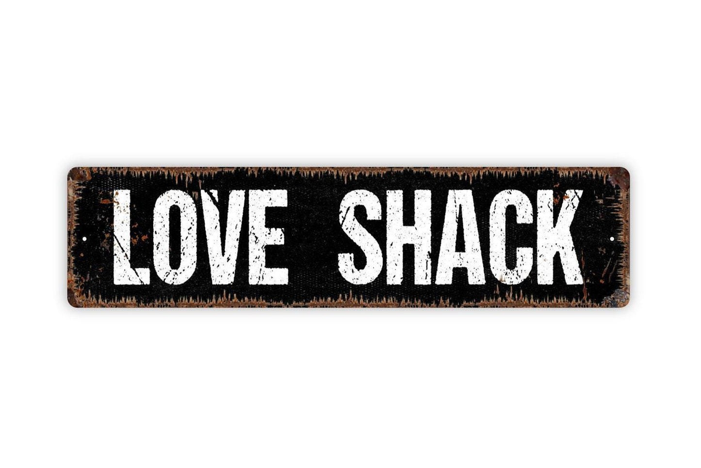 Love Shack Sign | Funny Romantic Wall Decor | Metal Sign or Vinyl Sticker for Bedroom Cabin Porch Patio Home Bar