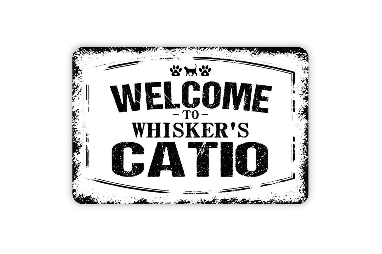 Personalized Welcome To Catio Sign - Custom Cat Kitten Pet Metal Wall Art Indoor Or Outdoor
