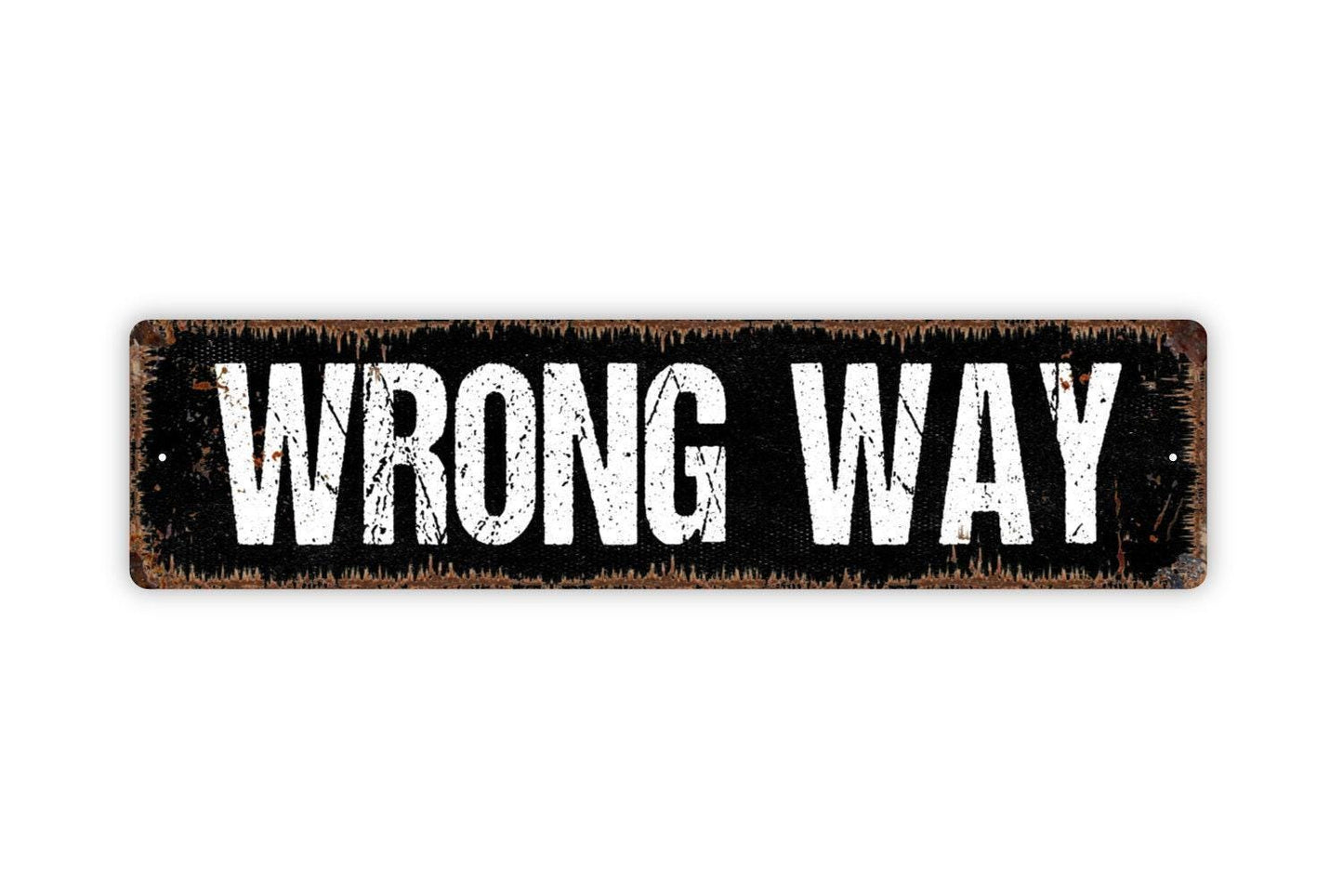 Wrong Way Sign - No Thru Street Private No Trespassing Vinyl Sticker Or  Street Metal Sign or Door Name Plate Plaque