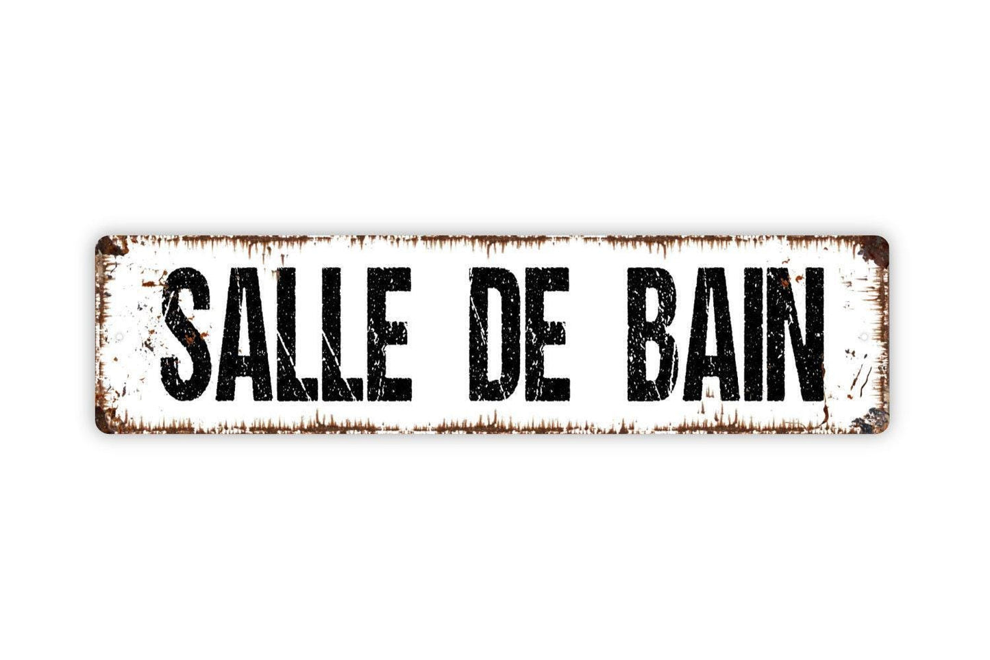 Salle De Bain Sign - Vinyl Sticker Or  Metal Street Sign or Door Name Plate Plaque