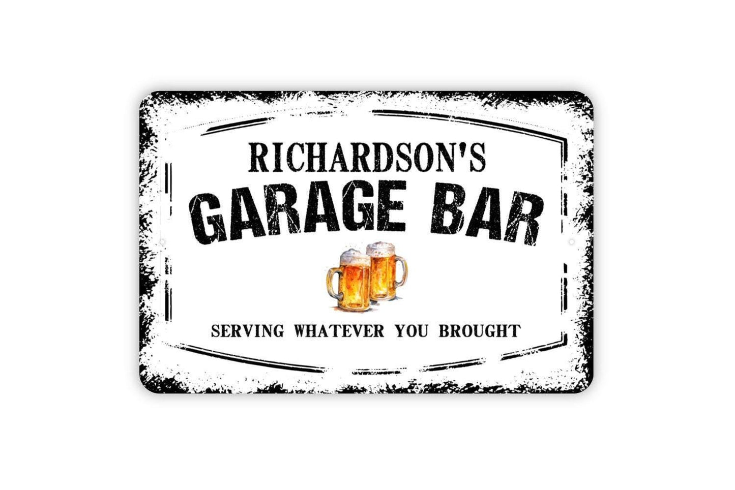 Personalized Garage Bar Sign - Custom Man Cave Metal Wall Art Indoor Or Outdoor