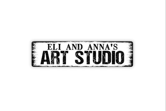 Personalized Art Studio Sign - Vinyl Sticker Or  Metal Street Sign or Door Name Plate Plaque