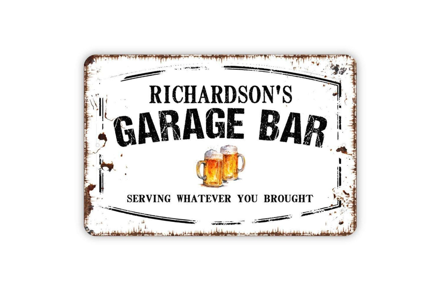Personalized Garage Bar Sign - Custom Man Cave Metal Wall Art Indoor Or Outdoor