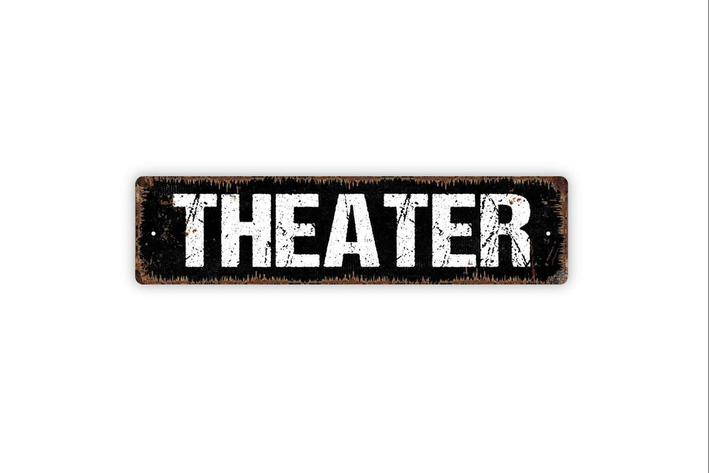 Theater Sign - Cinema Movies Video Popcorn Media Room Vinyl Sticker Or  Street Metal Sign or Door Name Plate Plaque