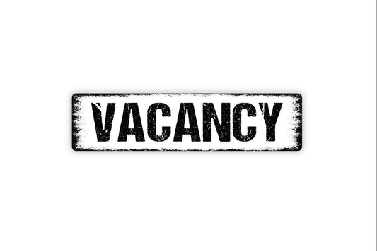 Vacancy Sign Metal or Vinyl Sticker | Rustic Hotel Sign | Motel Decor | Guest Room Sign | Farmhouse Style Wall Art | Business Door Sticker