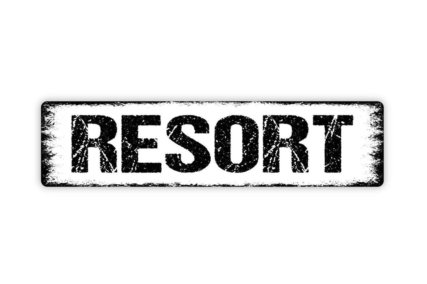 Resort Sign | Vacation Rental Hotel Poolside Decor | Metal Sign or Vinyl Sticker for Beach House Spa Cabin Lodge