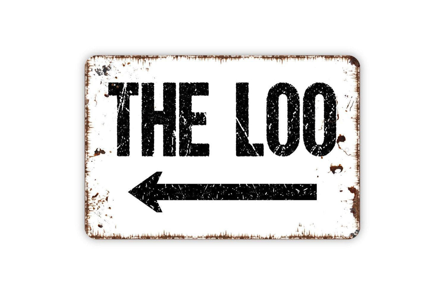 The Loo Sign with Right or Left Arrow Metal Sign, Restroom Farmhouse Style Wall Decor Modern Wall Metal Sign