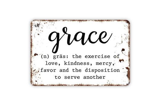 Grace Definition Sign - Inspirational Metal Indoor or Outdoor Wall Art