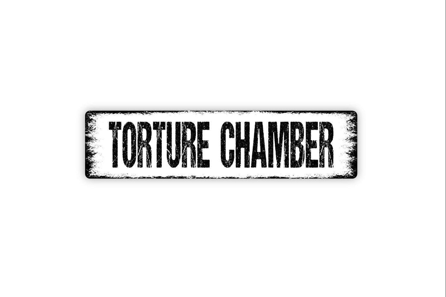 Torture Chamber Sign - Halloween Spooky Hospital Haunted House Vinyl Sticker Or  Street Metal Sign or Door Name Plate Plaque