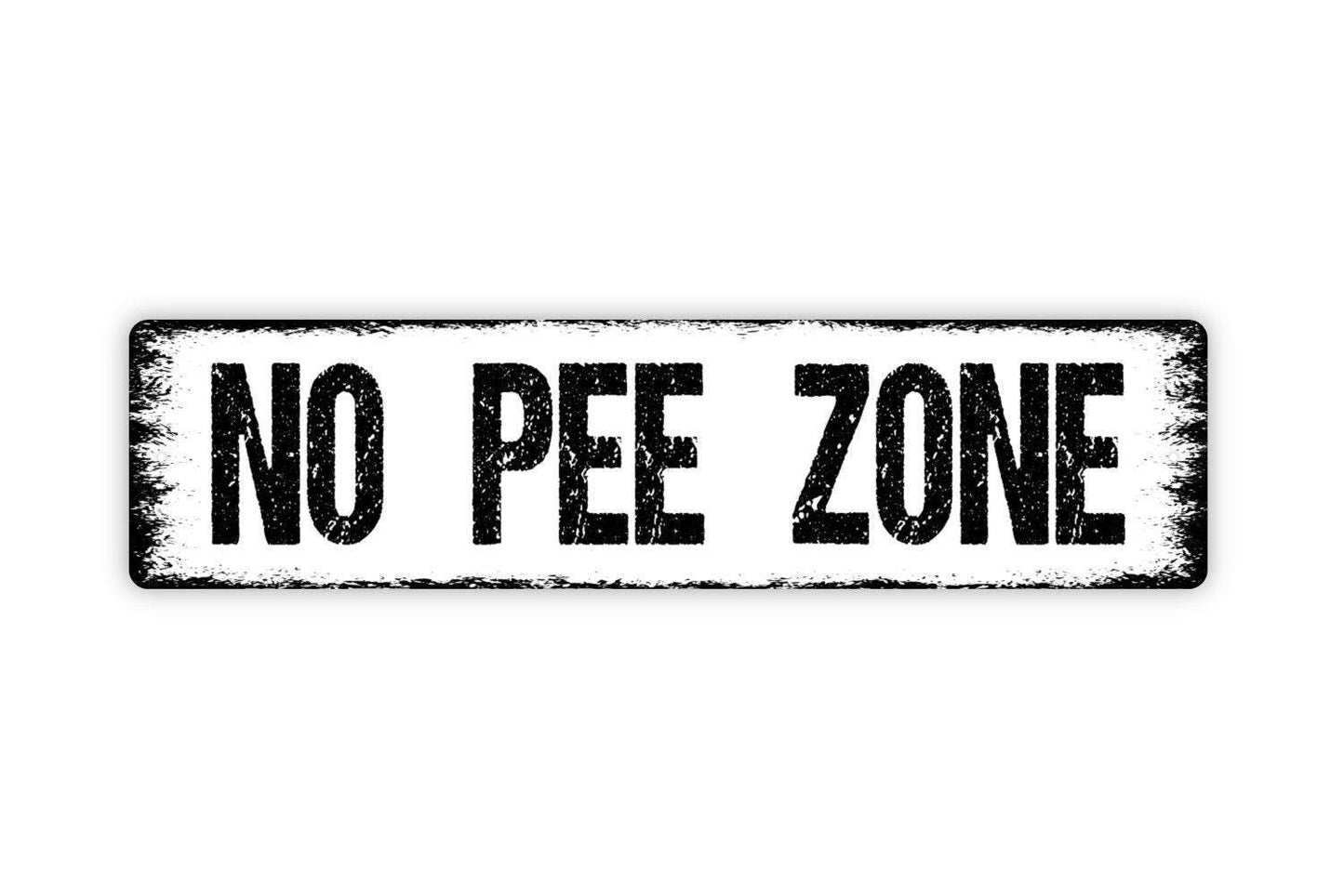 No Pee Zone Sign - Funny Swimming Pool Vinyl Sticker Or  Custom Metal Street Sign or Door Name Plate Plaque