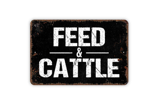 Feed and Cattle Sign - Farm Metal Wall Art - Indoor or Outdoor