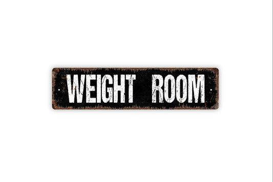Weight Room Sign – Home Gym Wall Decor – Fitness Room or Workout Sign – Rustic Gym Wall Art – Metal Sign or Vinyl Sticker