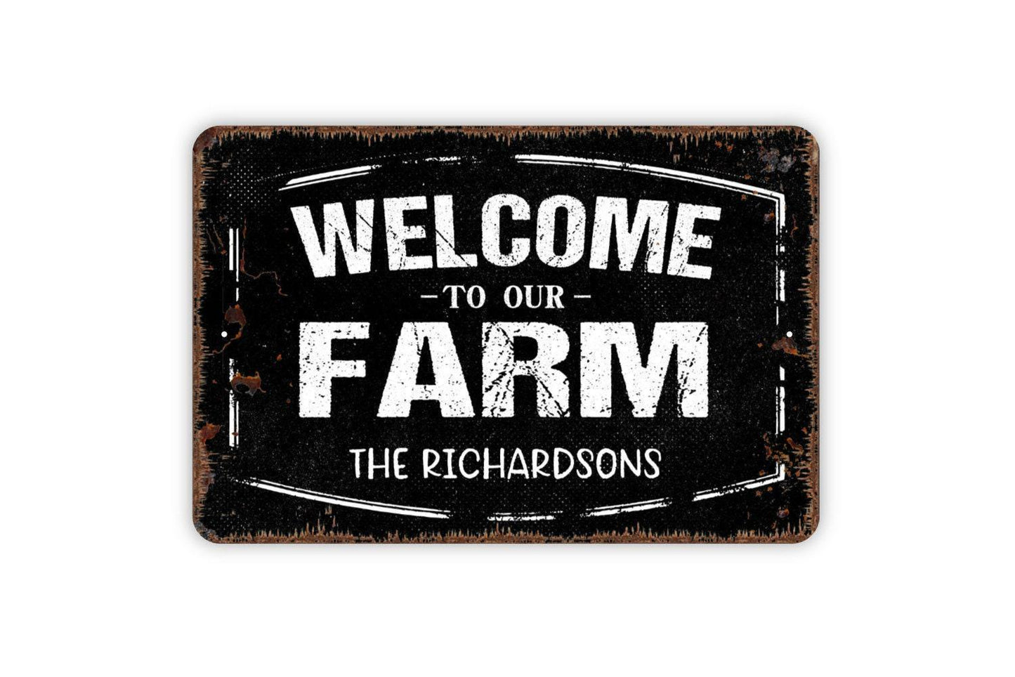 Personalized Welcome To Our Farm Sign - Custom Farmhouse Ranch Metal Wall Art Indoor Or Outdoor