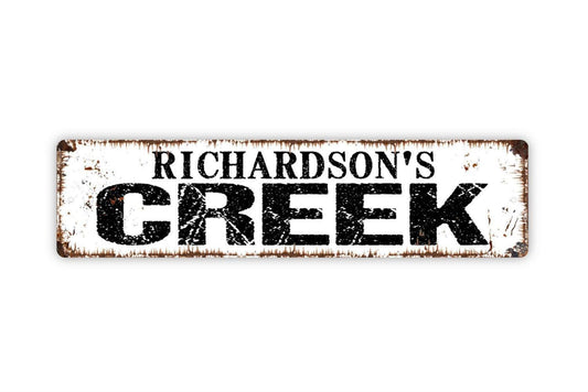 Personalized Creek Sign, Custom Metal Sign, Vinyl Sticker Or  Street Sign or Door Name Plate Plaque