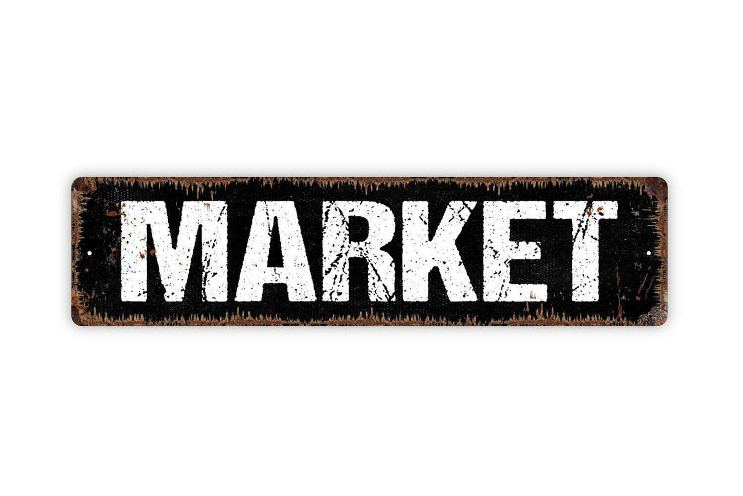 Market Sign – Rustic Farmhouse Kitchen Dining Room Wall Decor – Farmers Market Garden Produce Barn Sign – Metal Sign or Sticker