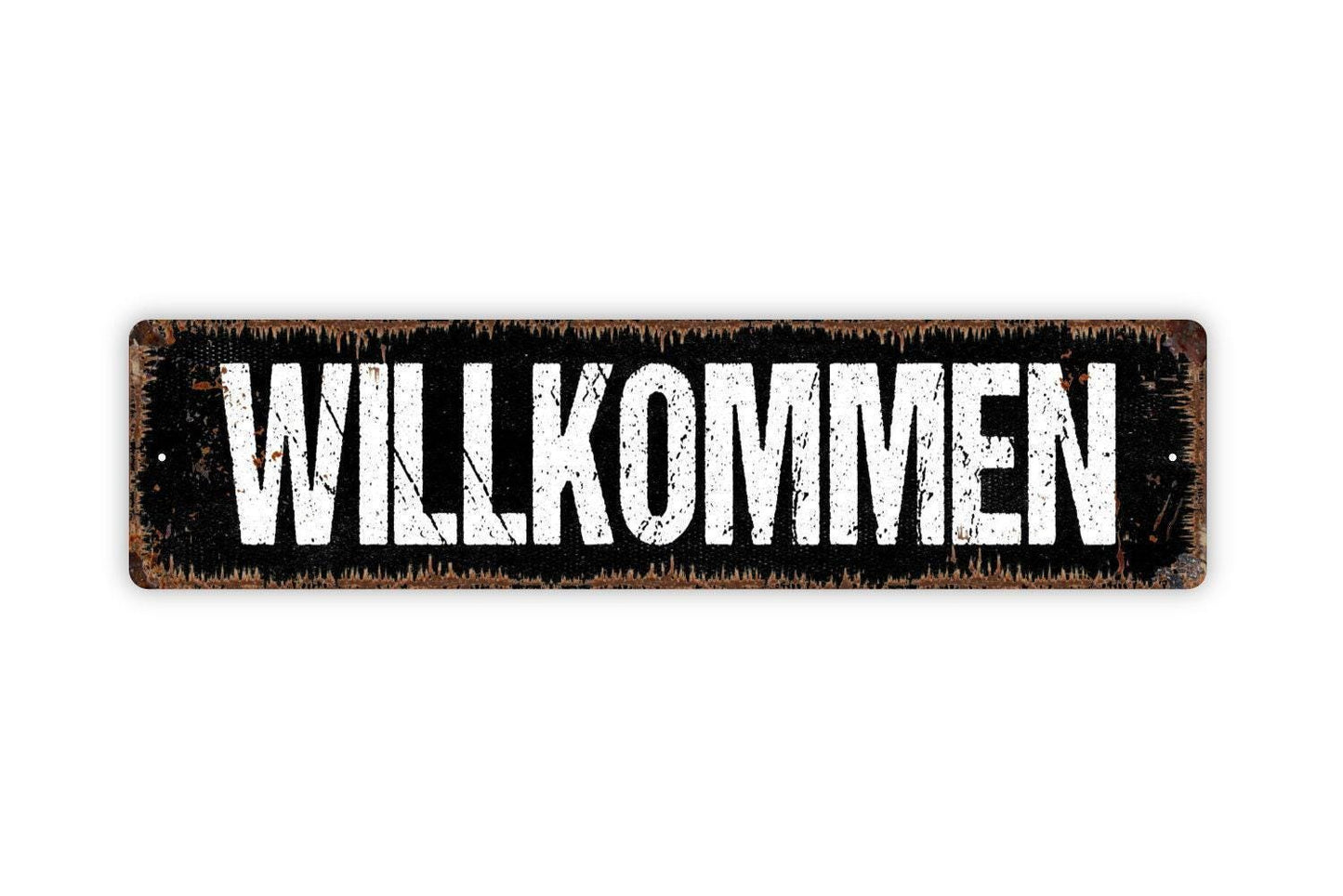 Willkommen Sign - Welcome Vinyl Sticker Or  Street Sign or Door Name Plate Plaque