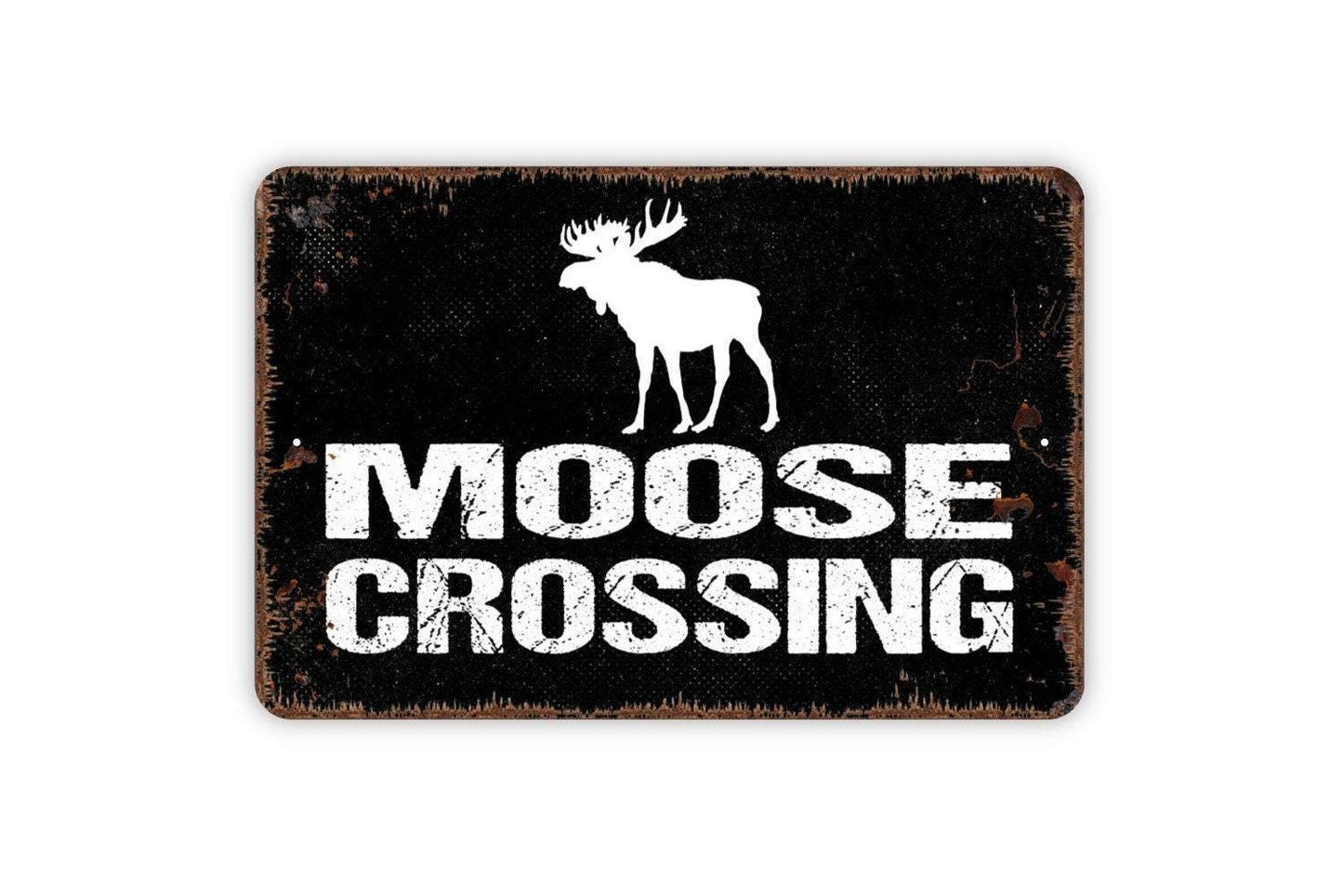 Moose Crossing Sign - Metal Wall Art - Indoor or Outdoor
