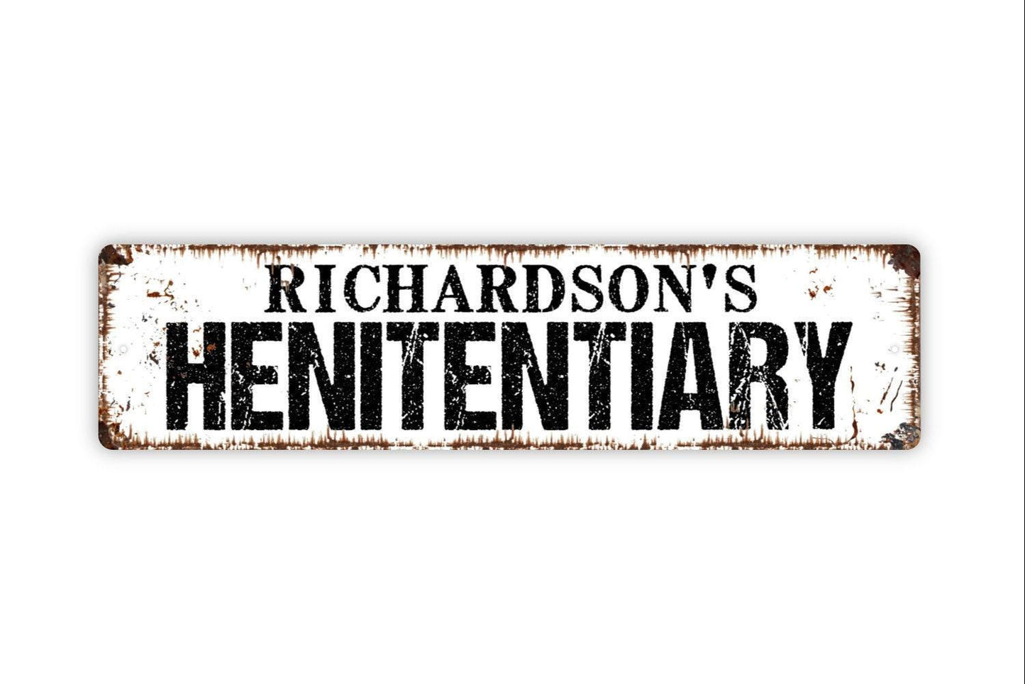 Personalized Henitentiary Sign, Custom Metal Sign, Vinyl Sticker Or  Street Sign or Door Name Plate Plaque