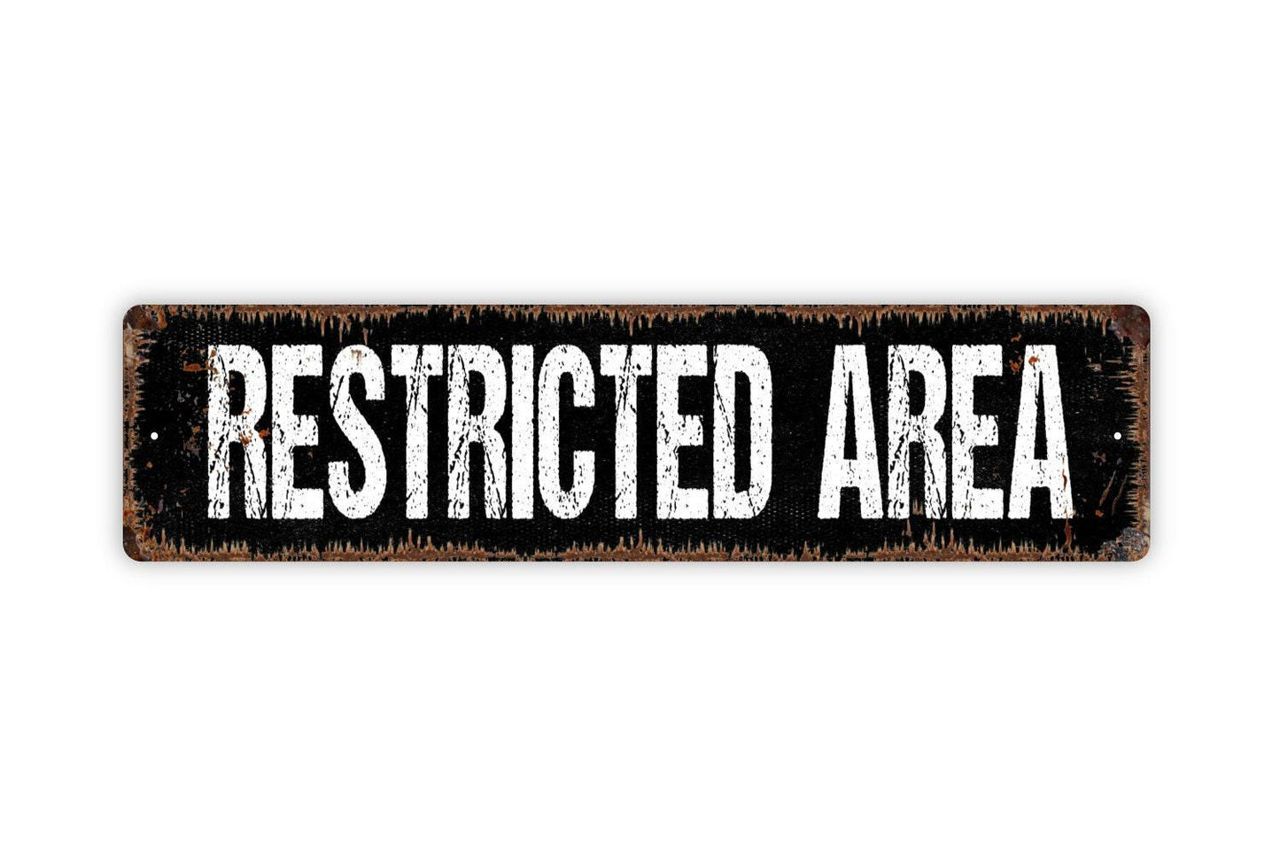 Restricted Area Sign - No Entry Private Property No Access No Trespassing Employee Only Rustic Street Metal Sign Or Door Name Plaque