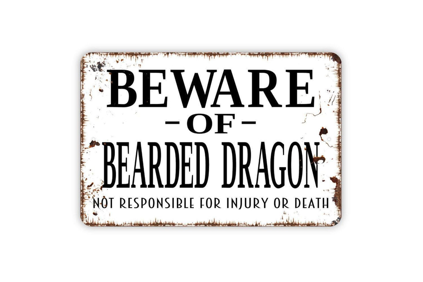 Beware Of Bearded Dragon Not Responsible For Injury Or Death Sign, Funny Warning Metal Sign, Custom Farmhouse Kitchen Wall Metal Sign