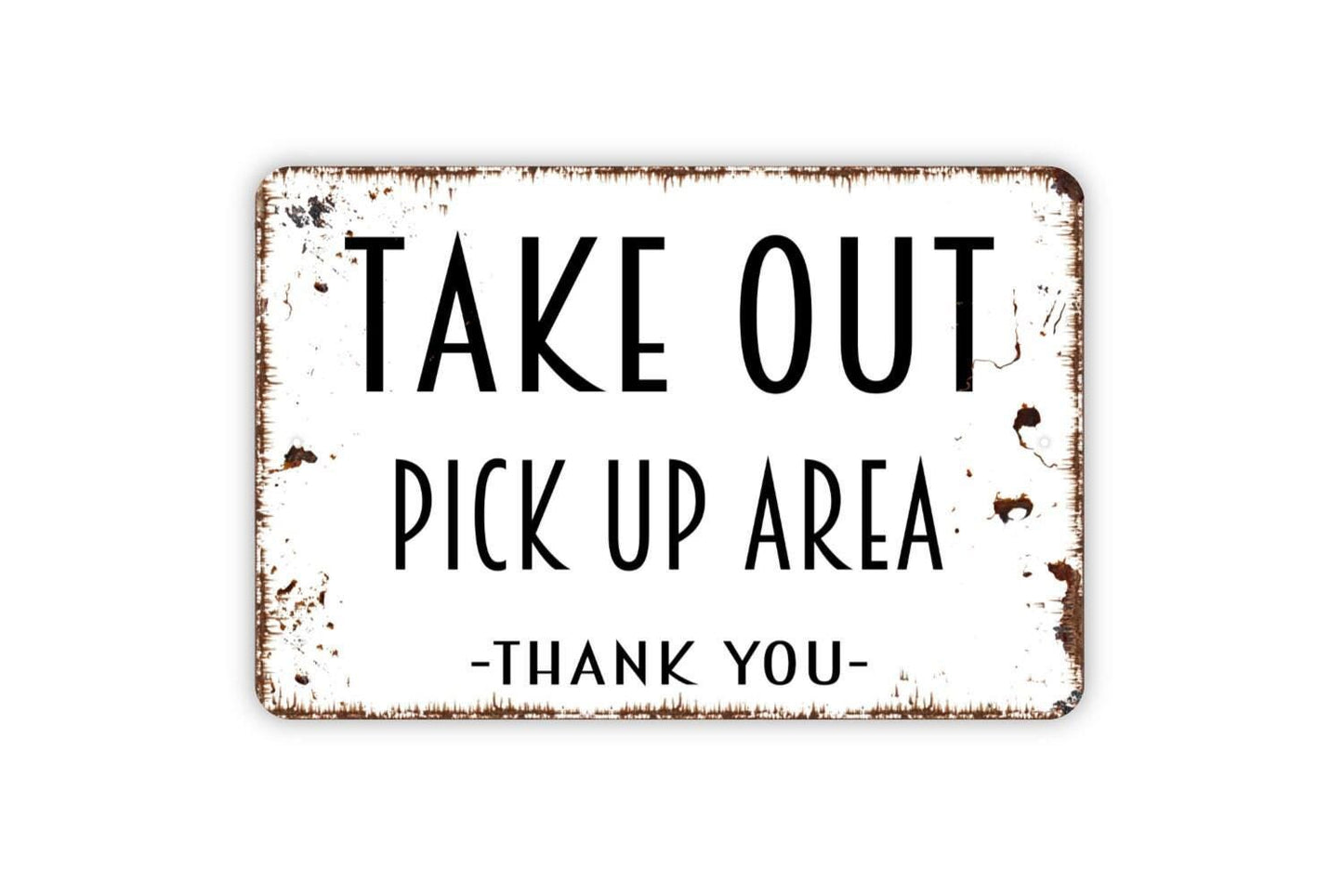 Take Out Pick Up Area Thank You Sign -  Custom Restaurant Carry Out Farmhouse Kitchen Wall Metal Sign Art Indoor Or Outdoor