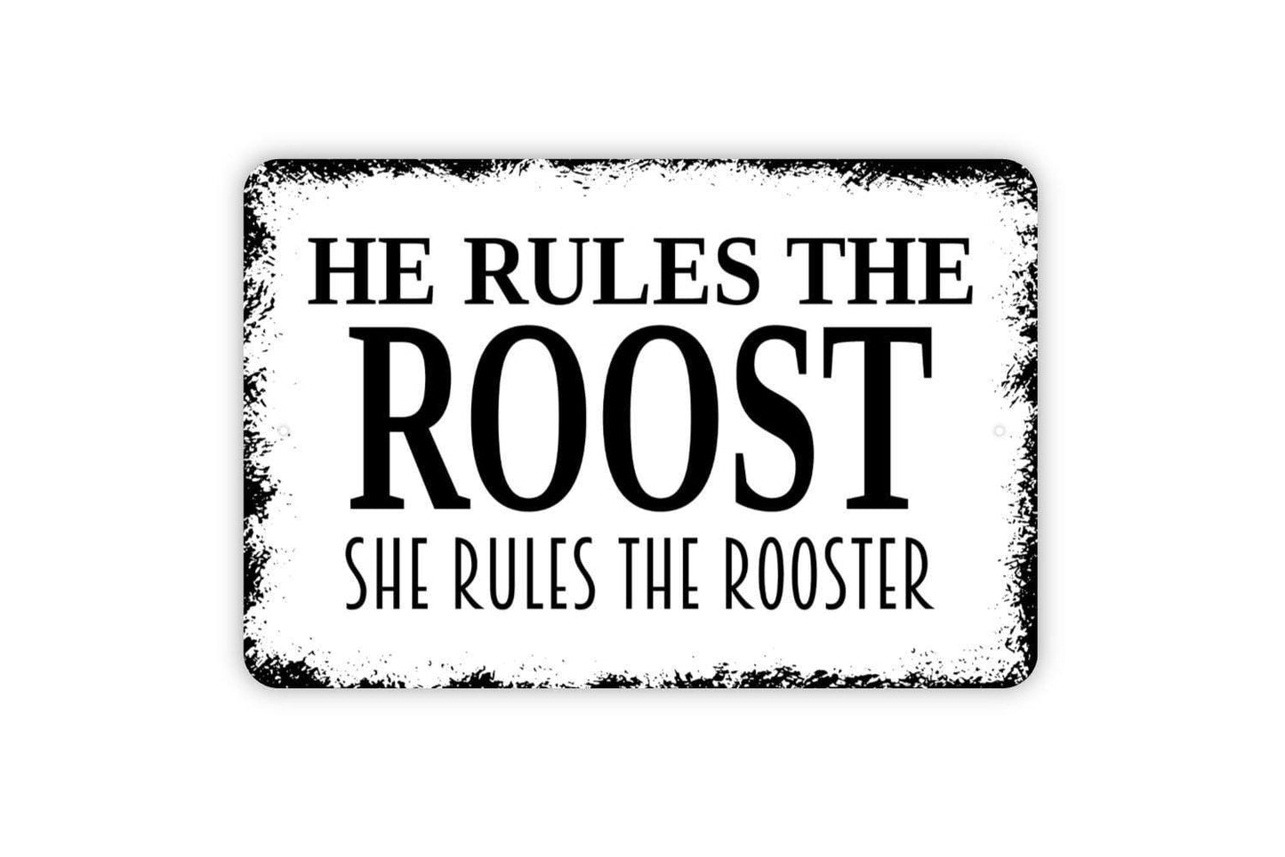 He Rules the Roost She Rules the Rooster Sign | Funny Farmhouse Wall Decor | Metal Sign or Vinyl Sticker for Home, Kitchen, or Barn