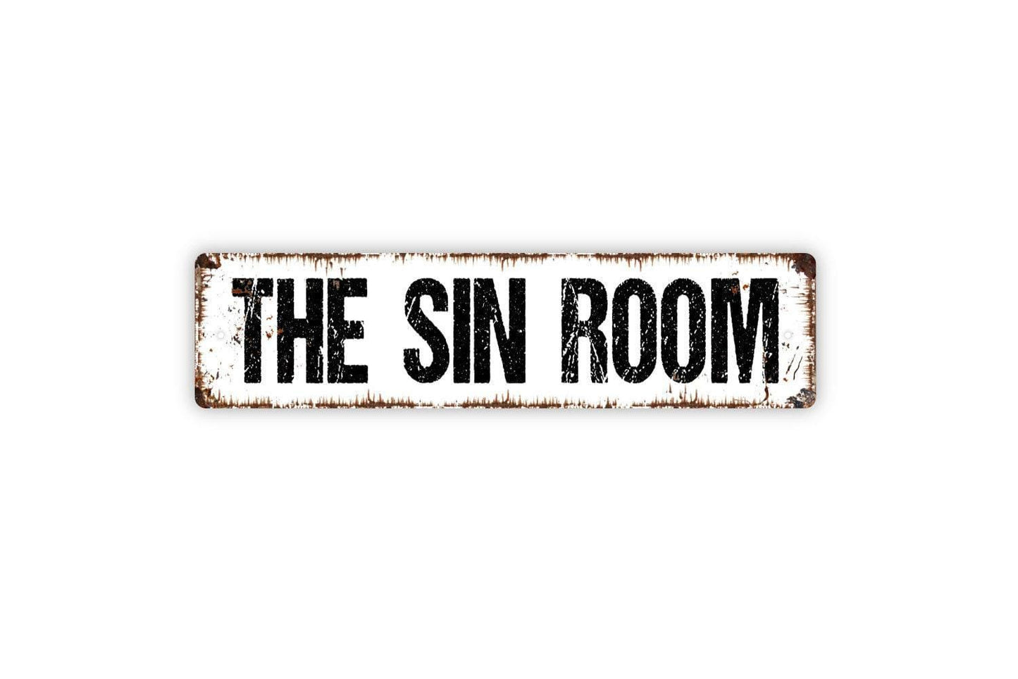 The Sin Room Sign Metal or Vinyl Sticker | Funny Bedroom Wall Art | Rustic Farmhouse Humor Sign | Couples Gift Decor | Adult Game Room Sign