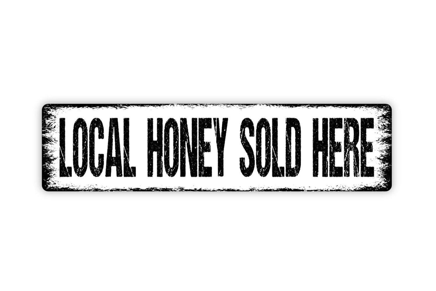 Local Honey Sold Here Sign - For Sale Farm Fresh Bumble Bee Honey Beehive Vinyl Sticker Or  Street Metal Sign or Door Name Plate Plaque