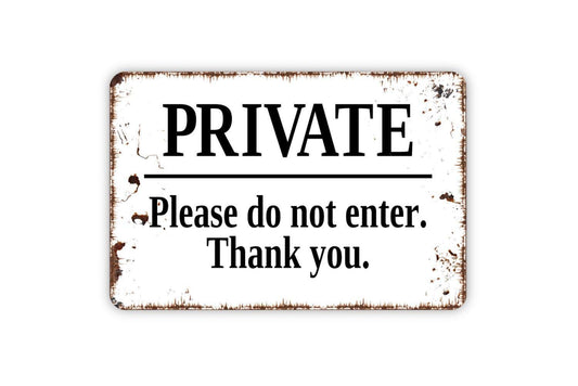 Private Do Not Enter Thank You Sign - Private No Trespassing Metal Wall Art Indoor Or Outdoor
