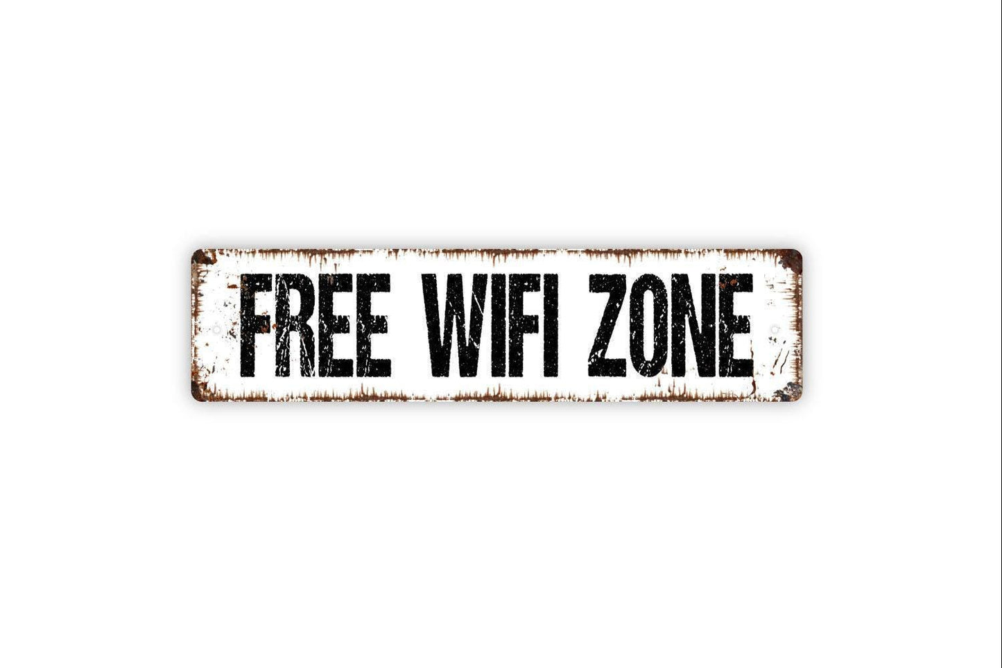 Free Wifi Zone Sign - Wireless Internet Small Business Complementary WIFI Vinyl Sticker Or  Street Metal Sign or Door Name Plate Plaque