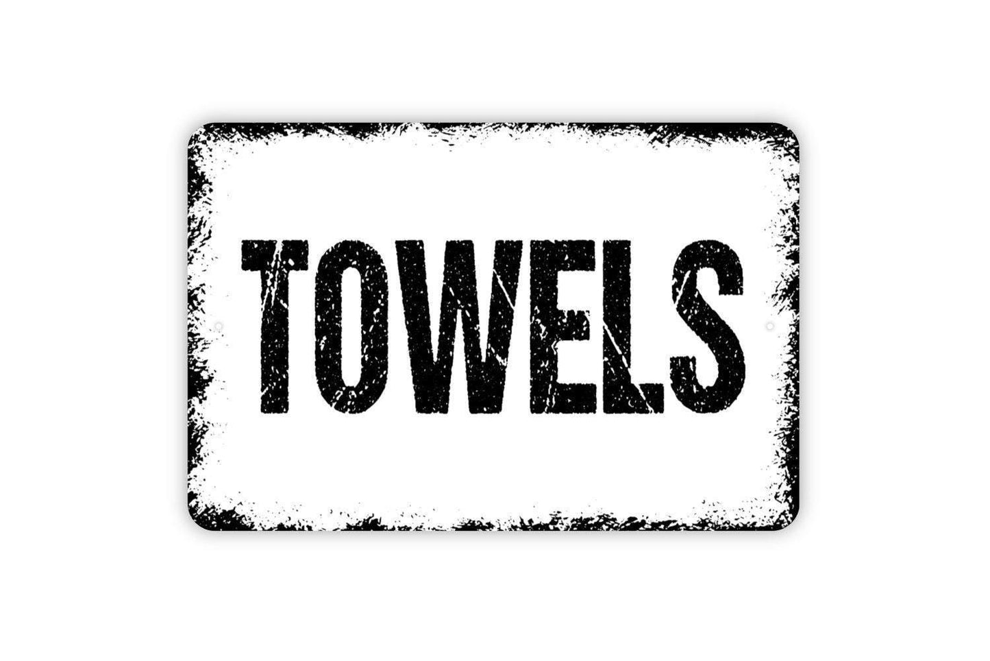 Towels Sign | Bathroom, Spa, Poolside, or Beach House Wall Sign | Functional Organization Metal Towels Sign or Vinyl Sticker Décor