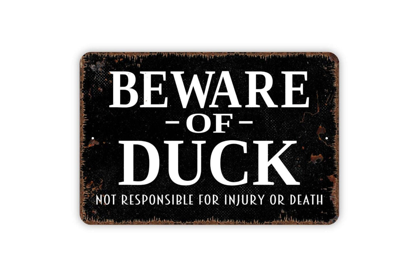 Beware Of Duck Sign | Funny Farm Animal Wall Decor | Rustic Barnyard Pond Warning Sign | Metal Sign or Vinyl Sticker