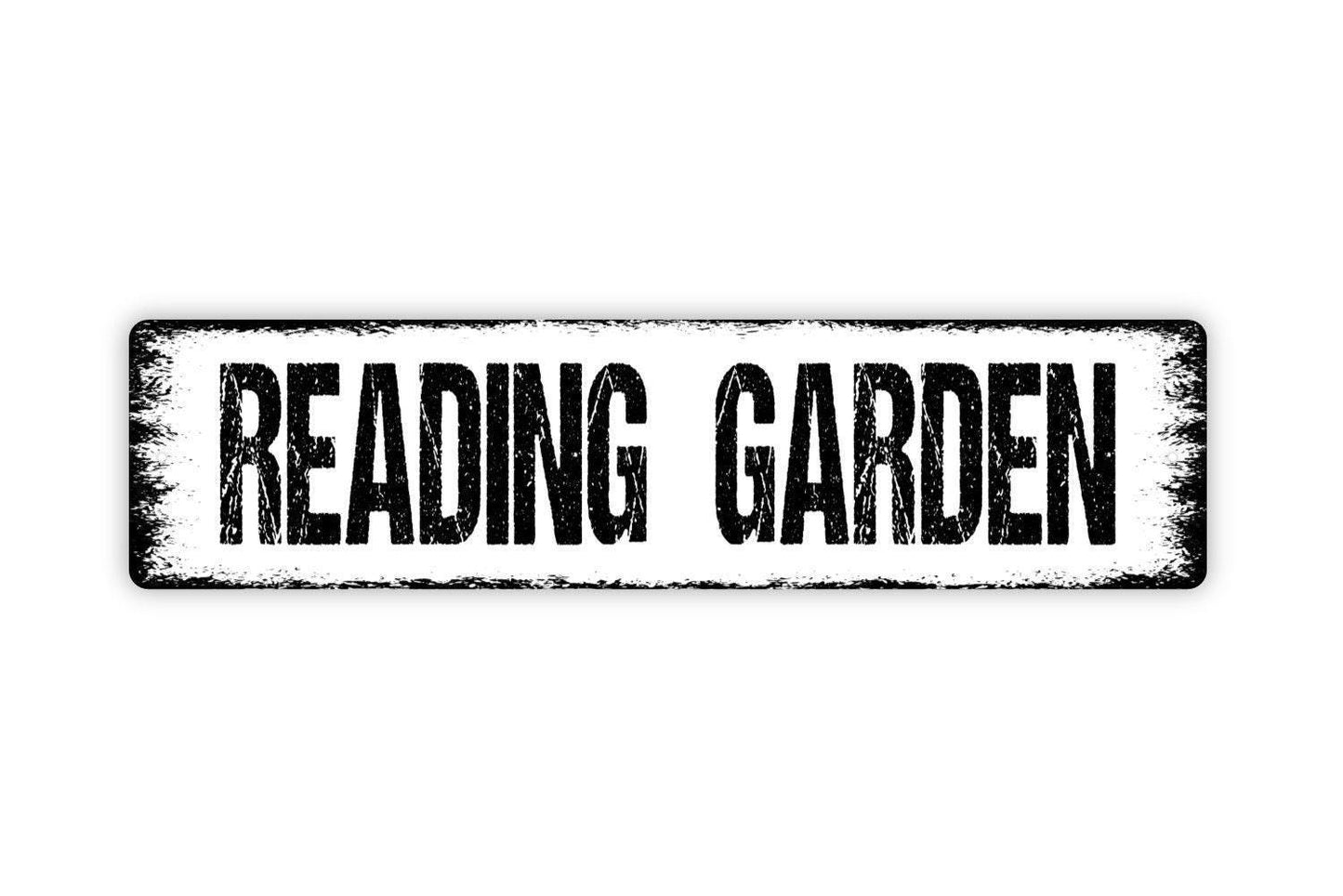 Reading Garden Sign - Library Reading Room Quiet Corner Study Relax Vinyl Sticker Or  Street Metal Sign or Door Name Plate Plaque