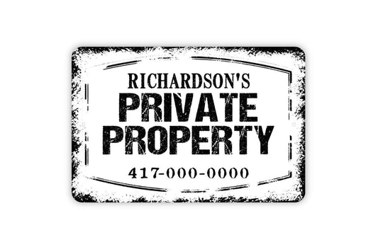 Personalized Private Property - Custom No Trespassing Phone Number Owner Permission Metal Wall Art Indoor Or Outdoor