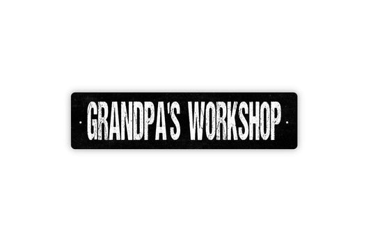 Grandpa's Workshop Sign | Rustic Farmhouse Garage, Shed, or Woodshop Wall Sign | Custom Gift for Grandpa | Metal Sign or Vinyl Sticker Décor