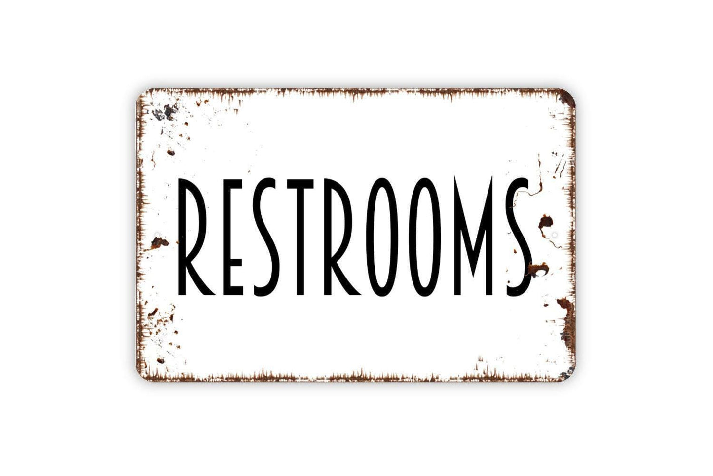 Restrooms Sig - Bathroom Metal Indoor or Outdoor Wall Art