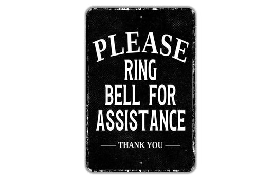 Please Ring Bell For Assistance Thank You Sign | Reception Desk Metal Sign or Vinyl Sticker | Office, Store, Business, Front Desk Sign