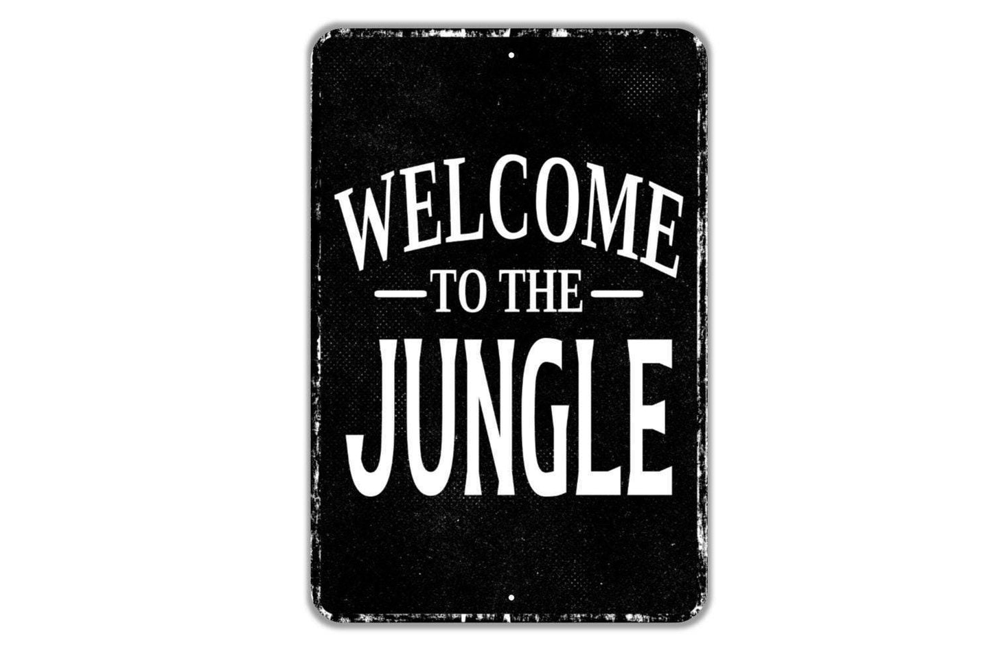 Welcome To The Jungle Sign Metal Wall Art or Vinyl Sticker for Kids Room, Nursery, Playroom, Zoo Party, Safari Theme, Jungle Animal Sign