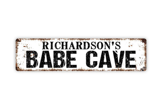 Personalized Babe Cave Sign, Custom Metal Sign, Vinyl Sticker Or  Street Sign or Door Name Plate Plaque