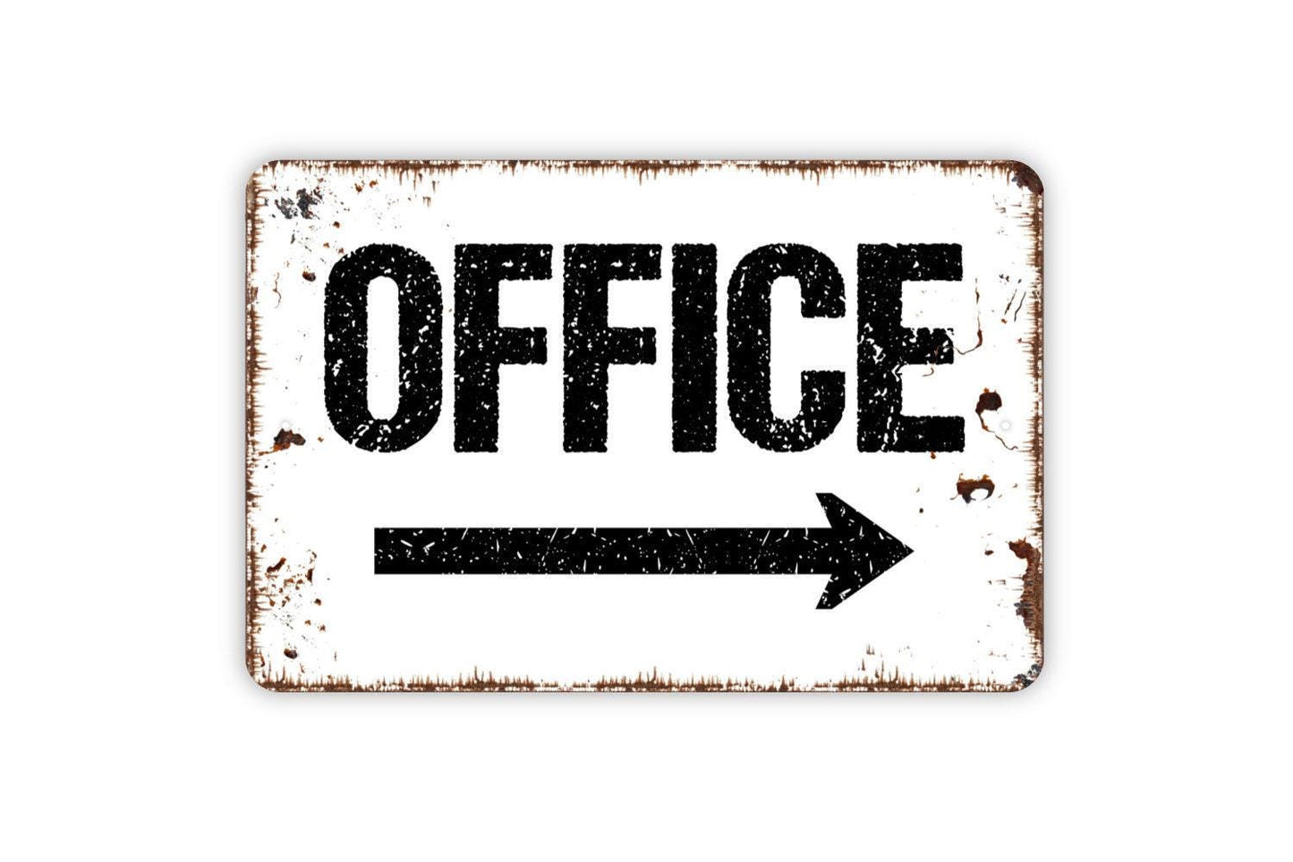 Office Sign with Right or Left Arrow Sign - Metal Indoor or Outdoor Wall Art