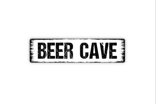 Beer Cave Sign | Funny Bar Metal Sign or Vinyl Sticker | Man Cave, Home Bar, Kitchen, or Party Wall Decor | Gift for Beer Lovers