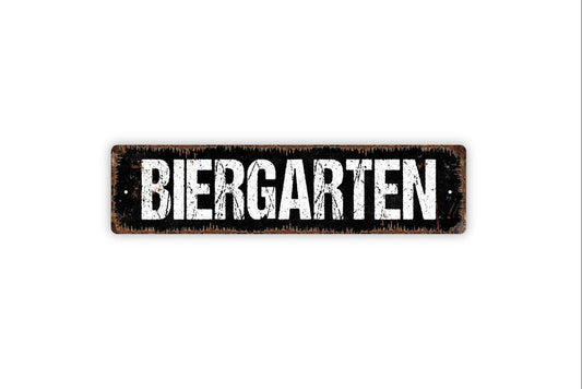 Biergarten Sign - Funny Pantry Kitchen Vinyl Sticker Or  Custom Metal Street Sign or Door Name Plate Plaque