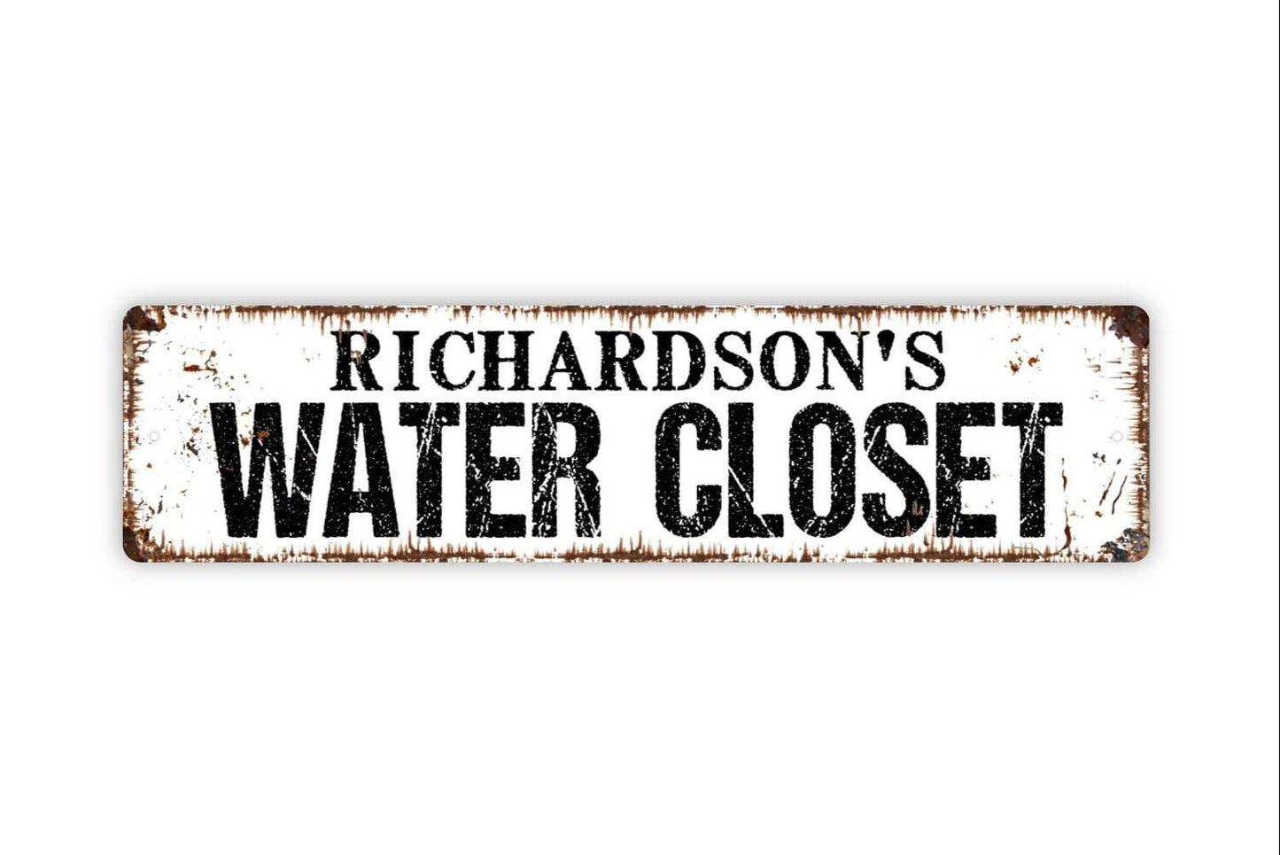 Personalized Water Closet Sign | Custom Bathroom Door Sign Metal or Vinyl Sticker | Rustic Farmhouse Bath Decor | Guest Restroom Sticker