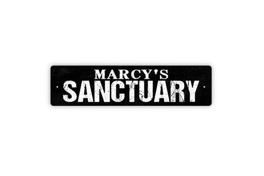 Personalized Sanctuary Sign | Custom Rustic Wall Decor | Farmhouse Retreat Meditation Relaxation Room Wall Art | Metal Sign or Vinyl Sticker
