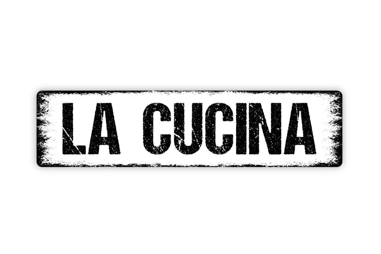 La Cucina Sign - Italian Cooking Chef Kitchen Pantry Vinyl Sticker Or  Street Metal Sign or Door Name Plate Plaque