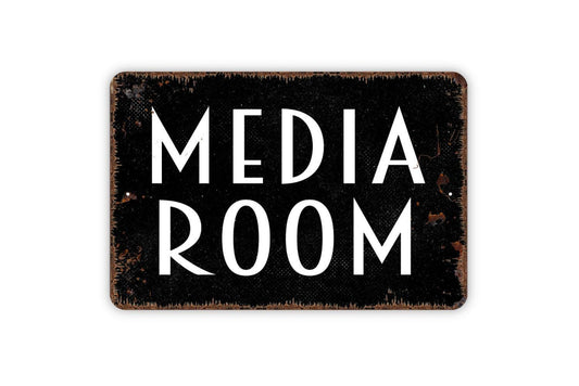 Media Room Sign | Home Theater Movie Cinema Wall Decor | Metal Sign or Vinyl Sticker for Basement Living Room Entertainment