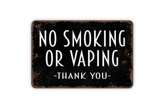 No Smoking or Vaping Thank You Sign | Business Office Shop Wall Decor | Metal Sign or Vinyl Sticker for Restaurants, Stores, Workplaces