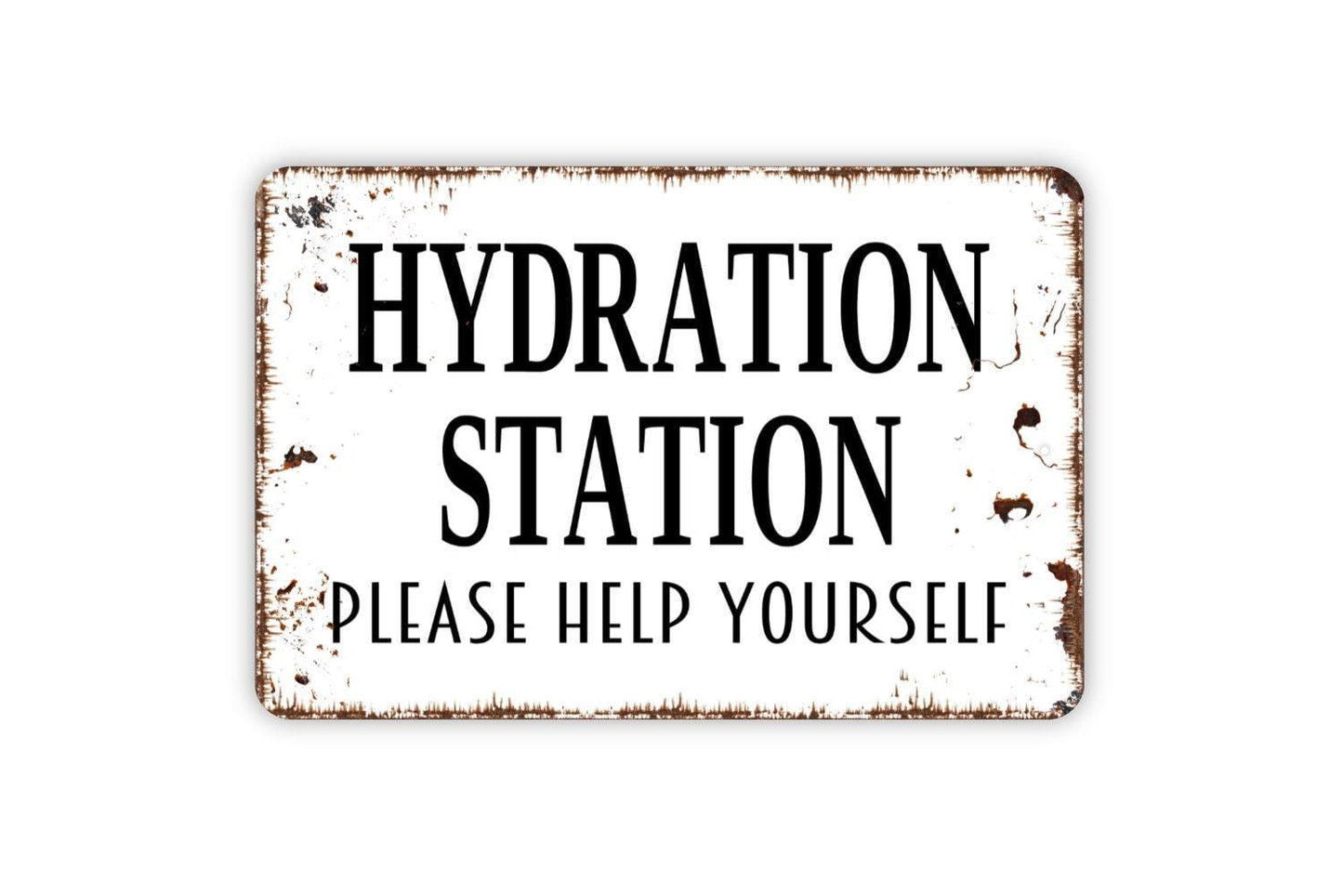 Hydration Station Please Help Yourself Sign - Metal Indoor or Outdoor Wall Art