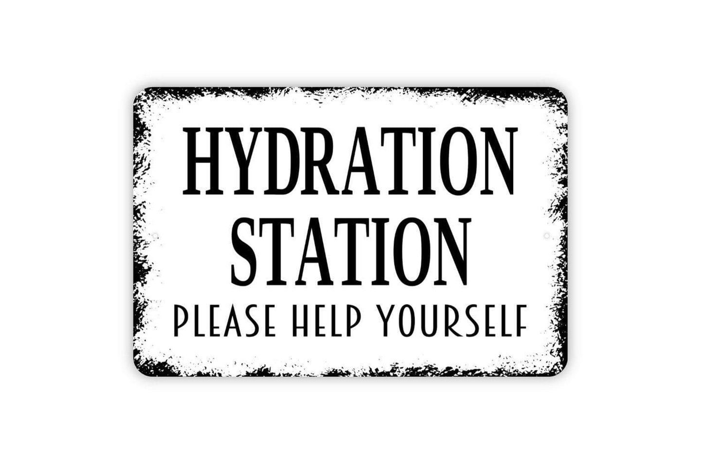 Hydration Station Please Help Yourself Sign - Metal Indoor or Outdoor Wall Art